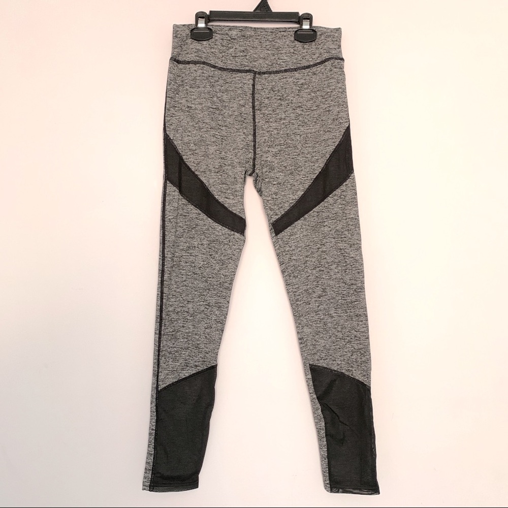 Sporty Athletic Running Workout Exercise Jog Leggings Mesh in Grey, Black (M)